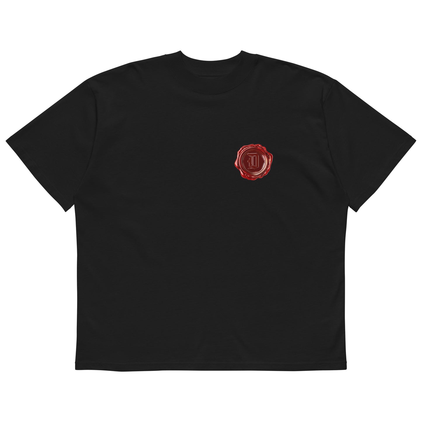 Unisex Organic Oversize High Neck T-Shirt Black Front View