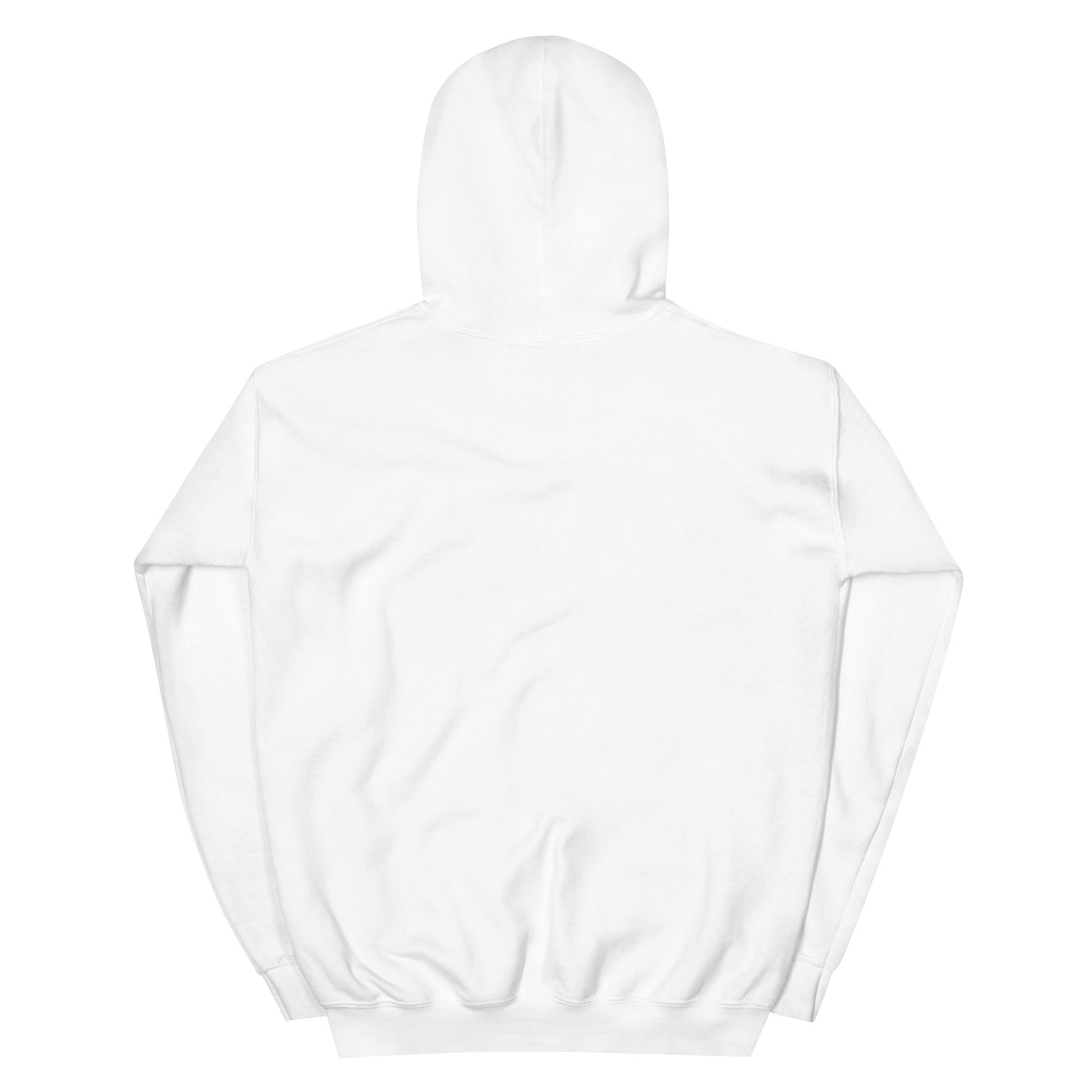 Classic white men's wear hoodie on a white background, back view