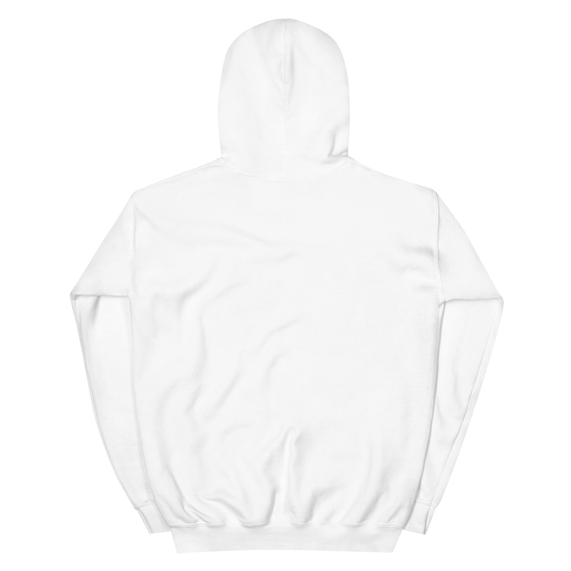Classic white men's wear hoodie on a white background, back view