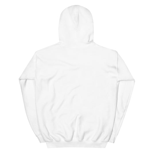 Classic white men's wear hoodie on a white background, back view