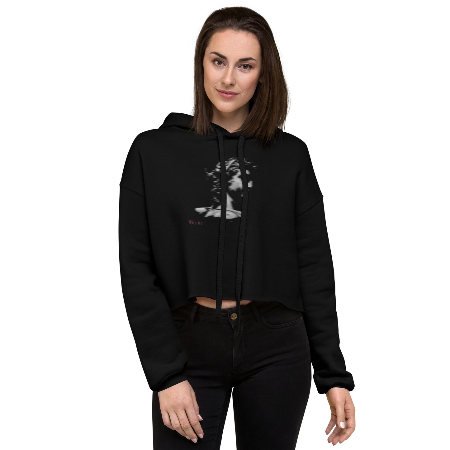 Womens-Cropped-Hoodie-Black-Front-View